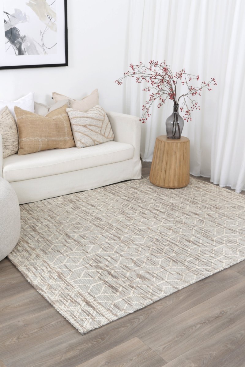 Dulcet Lattice Beige Wool Rug - Ruggy