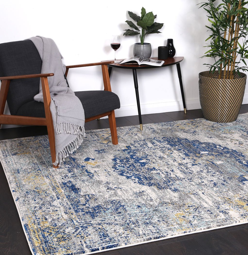 Eclipse Blue Green Distressed Rug - Ruggy