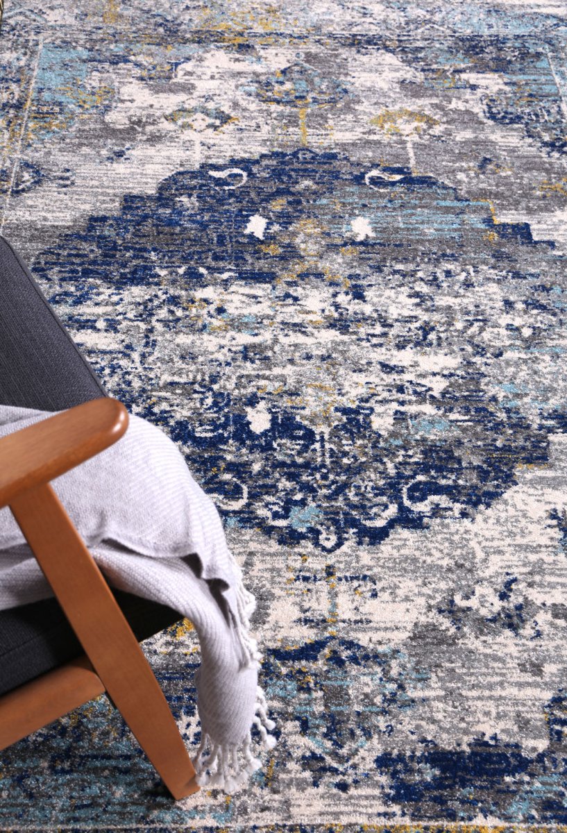 Eclipse Blue Green Distressed Rug - Ruggy