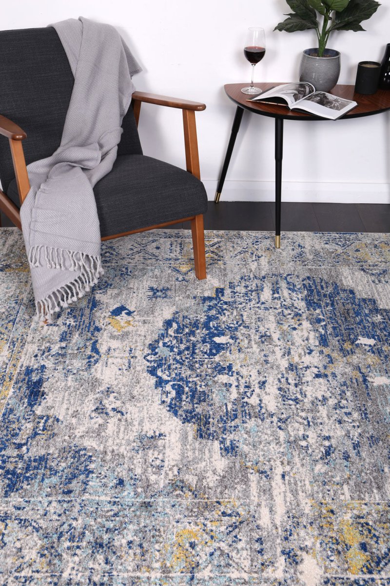 Eclipse Blue Green Distressed Rug - Ruggy