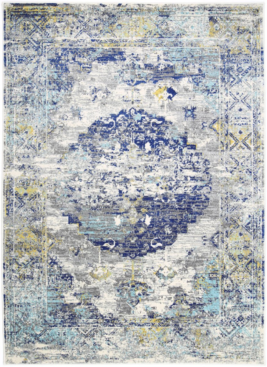 Eclipse Blue Green Distressed Rug - Ruggy