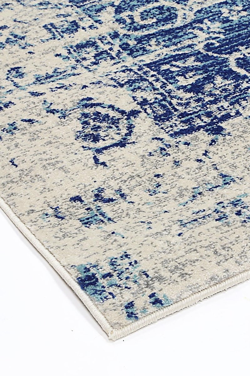 Eclipse Blue White Traditional Rug - Ruggy