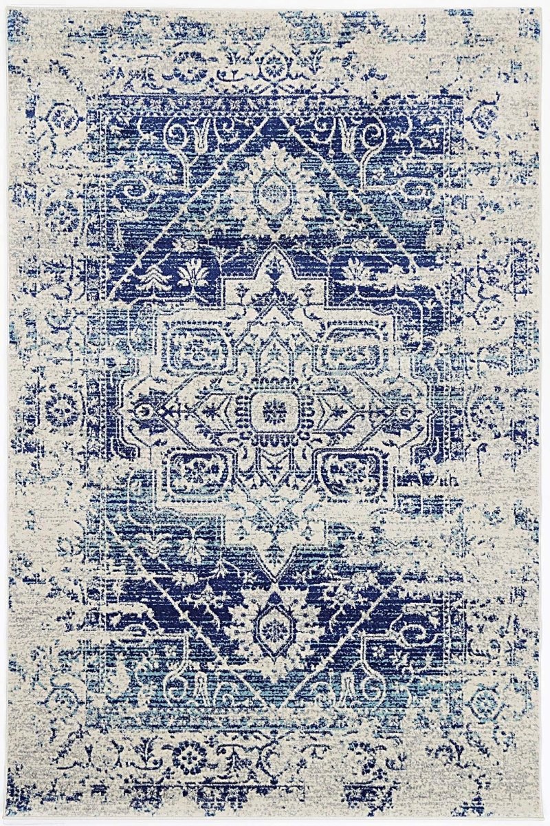 Eclipse Blue White Traditional Rug - Ruggy