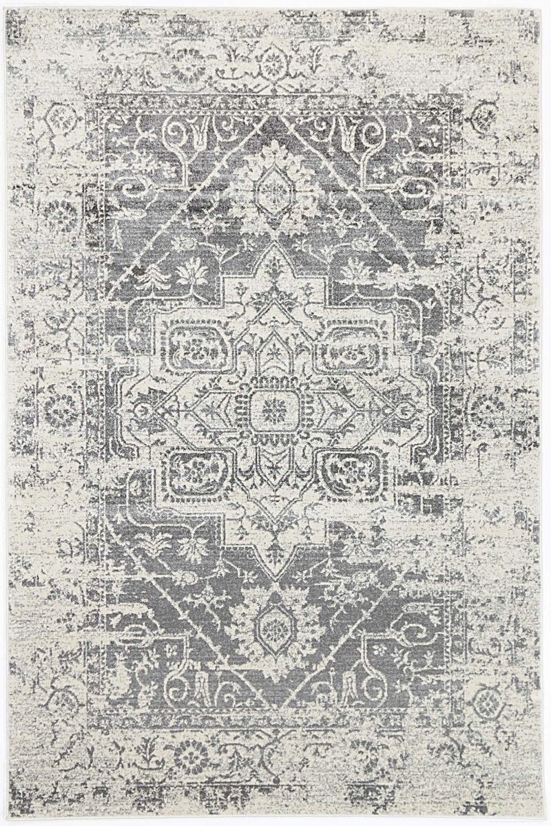 Eclipse Grey White Disstressed Rug - Ruggy