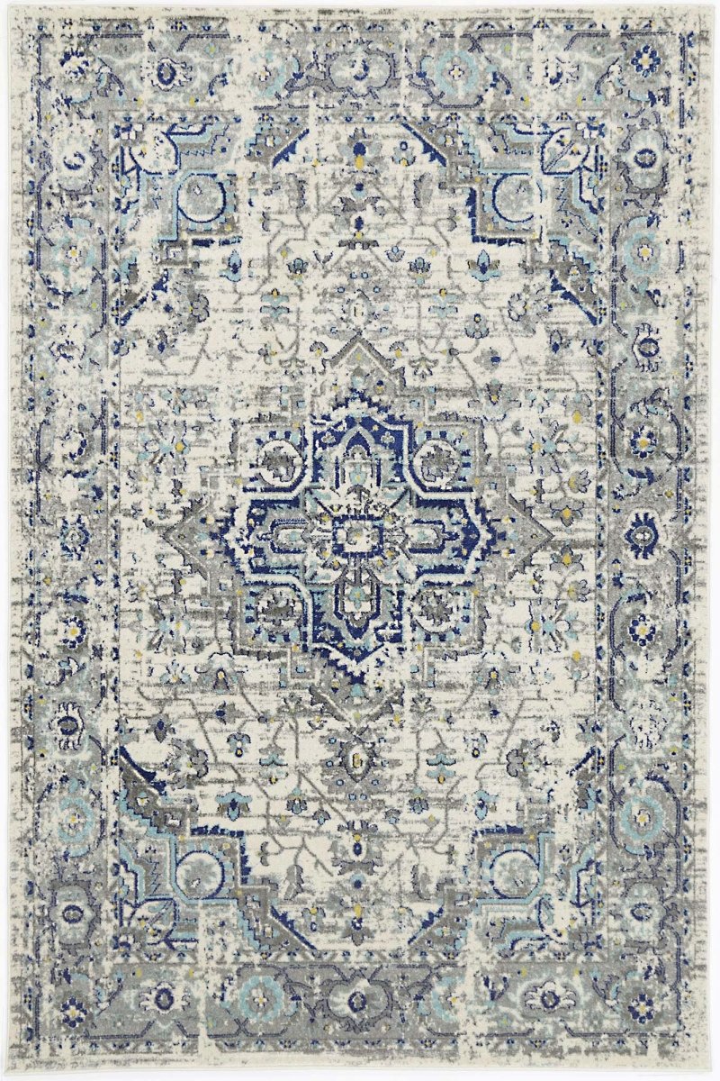 Eclipse Ivory Blue Rug - Ruggy