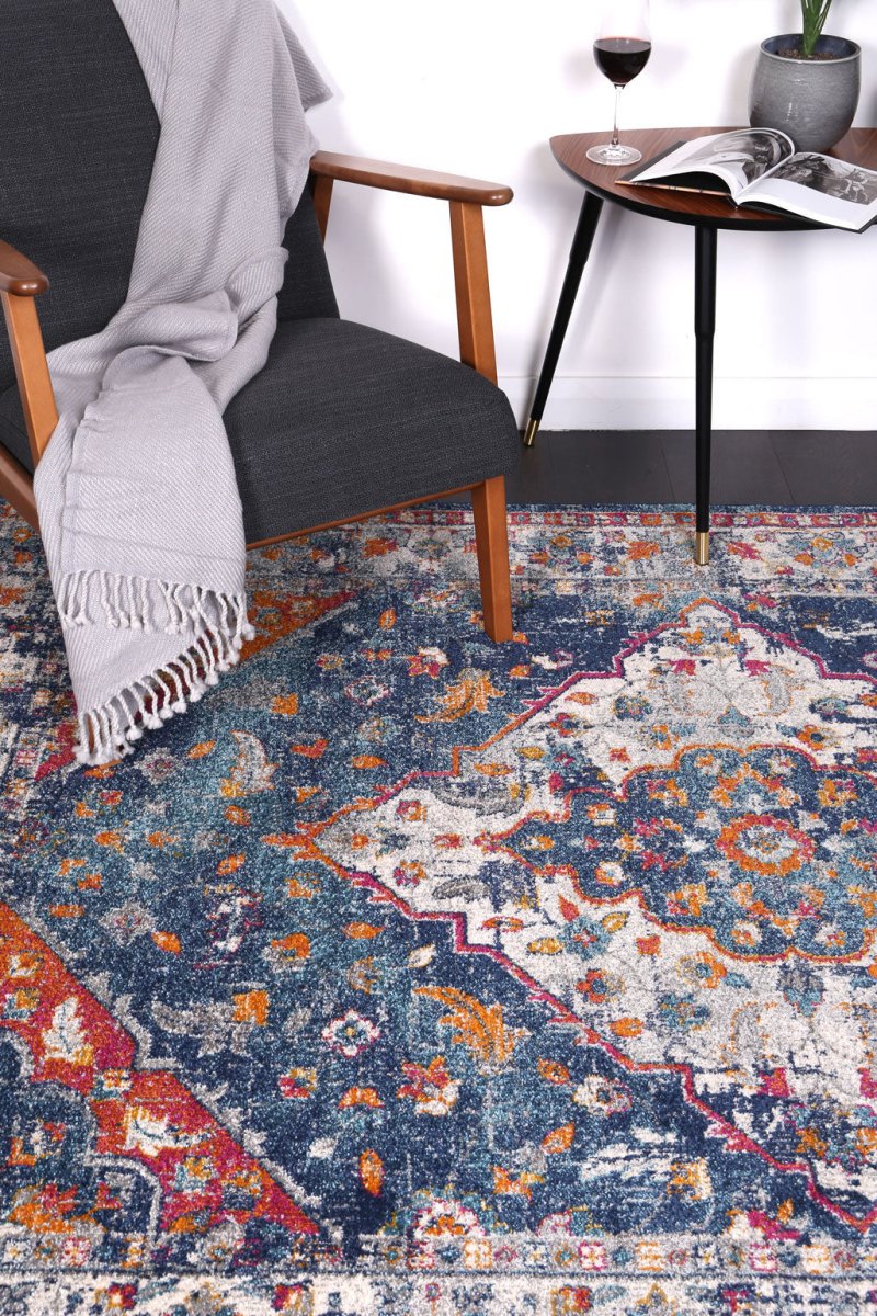 Eclipse Navy Multi Oriental Rug - Ruggy