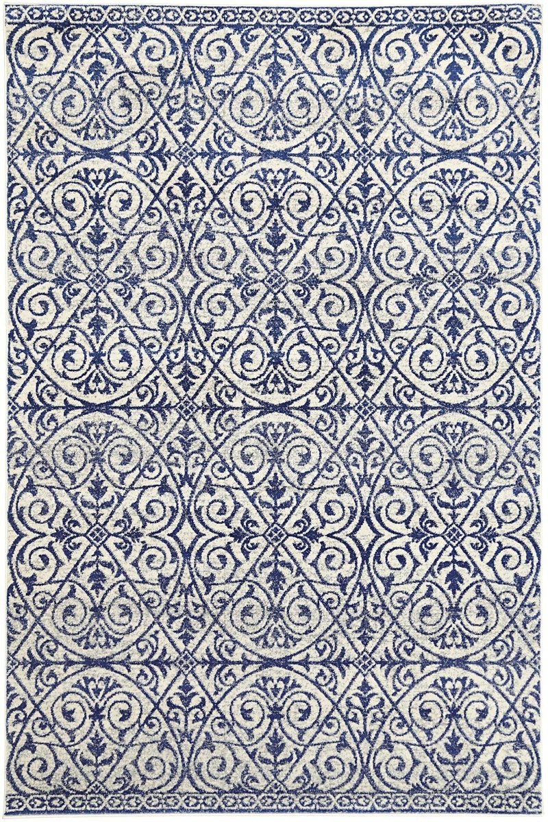 Eclipse White Blue Trİbal Rug - Ruggy