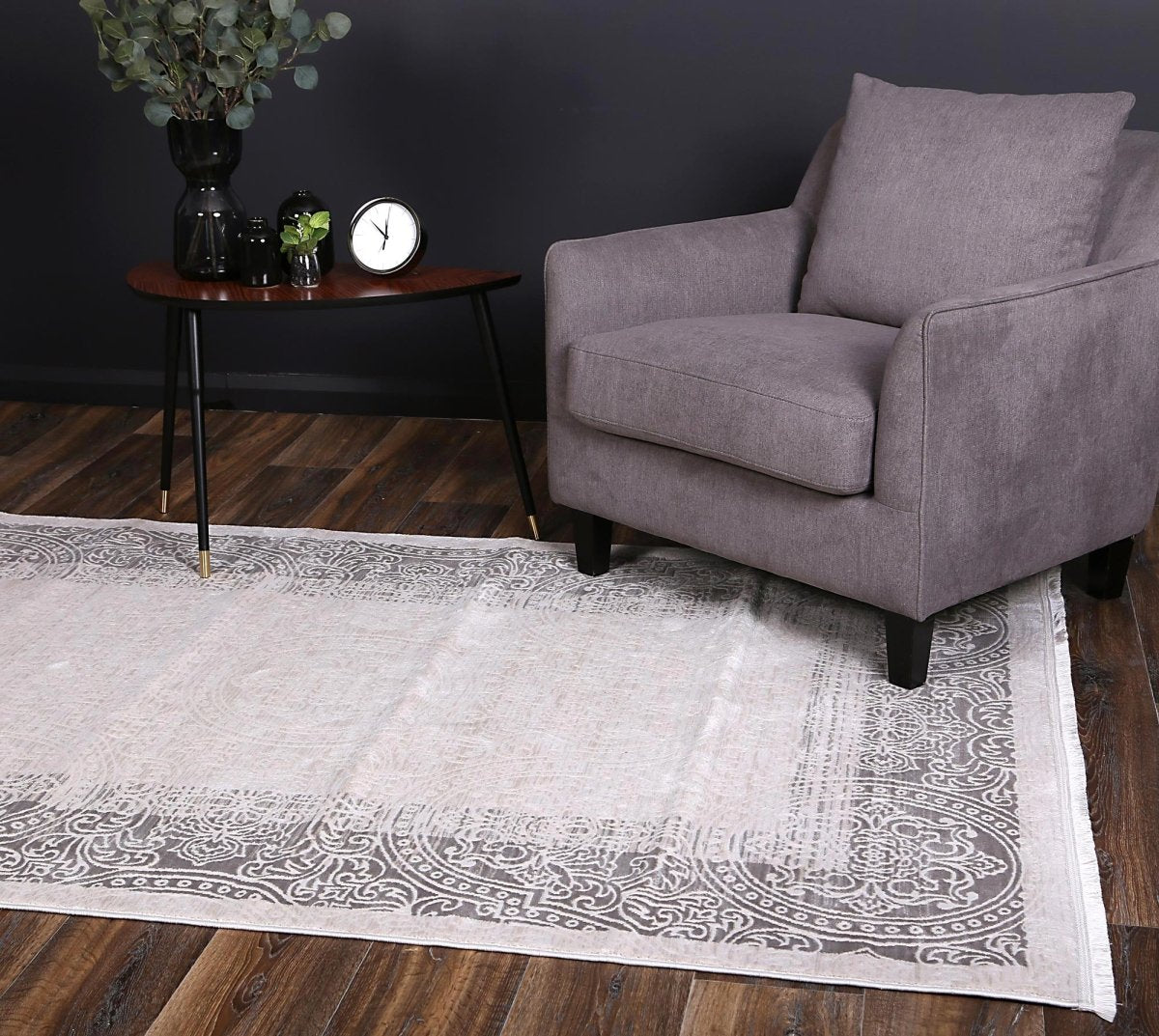 Ethereal Bach Ash Contemporary Rug - Ruggy