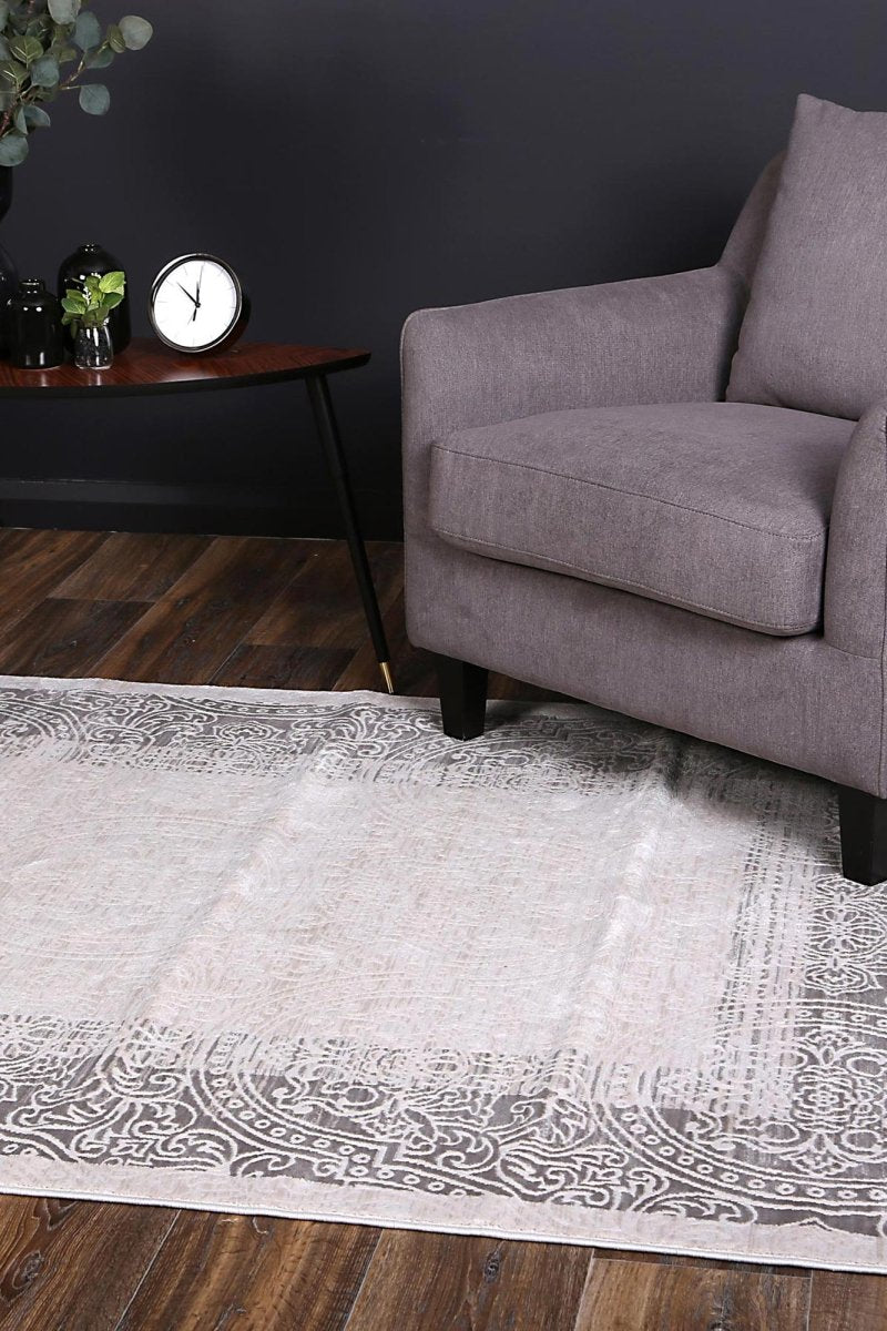 Ethereal Bach Ash Contemporary Rug - Ruggy