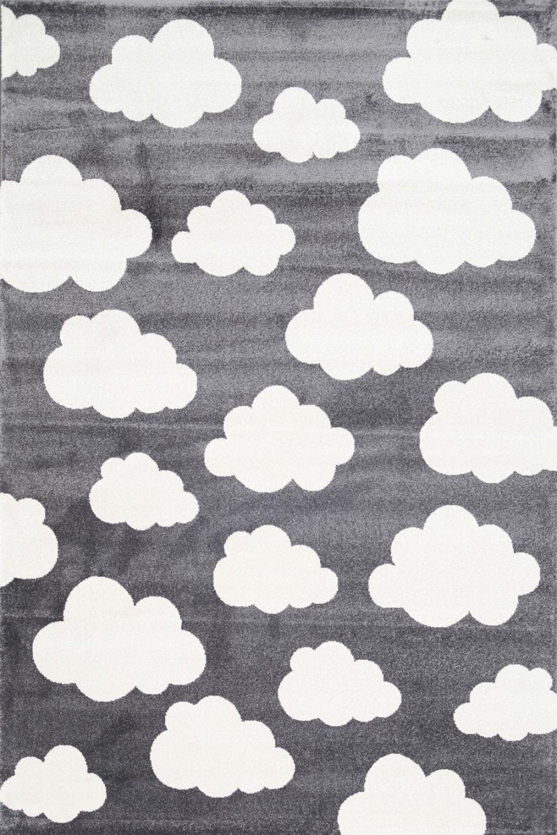 Euphoria Clouds Dark Grey and White Kid Rug - Ruggy