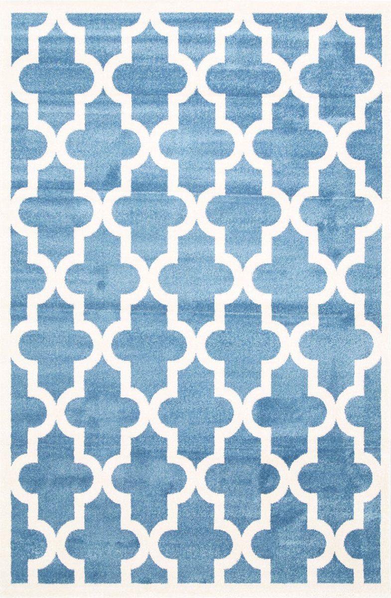 Euphoria Lattice Blue and White Kids Rug - Ruggy