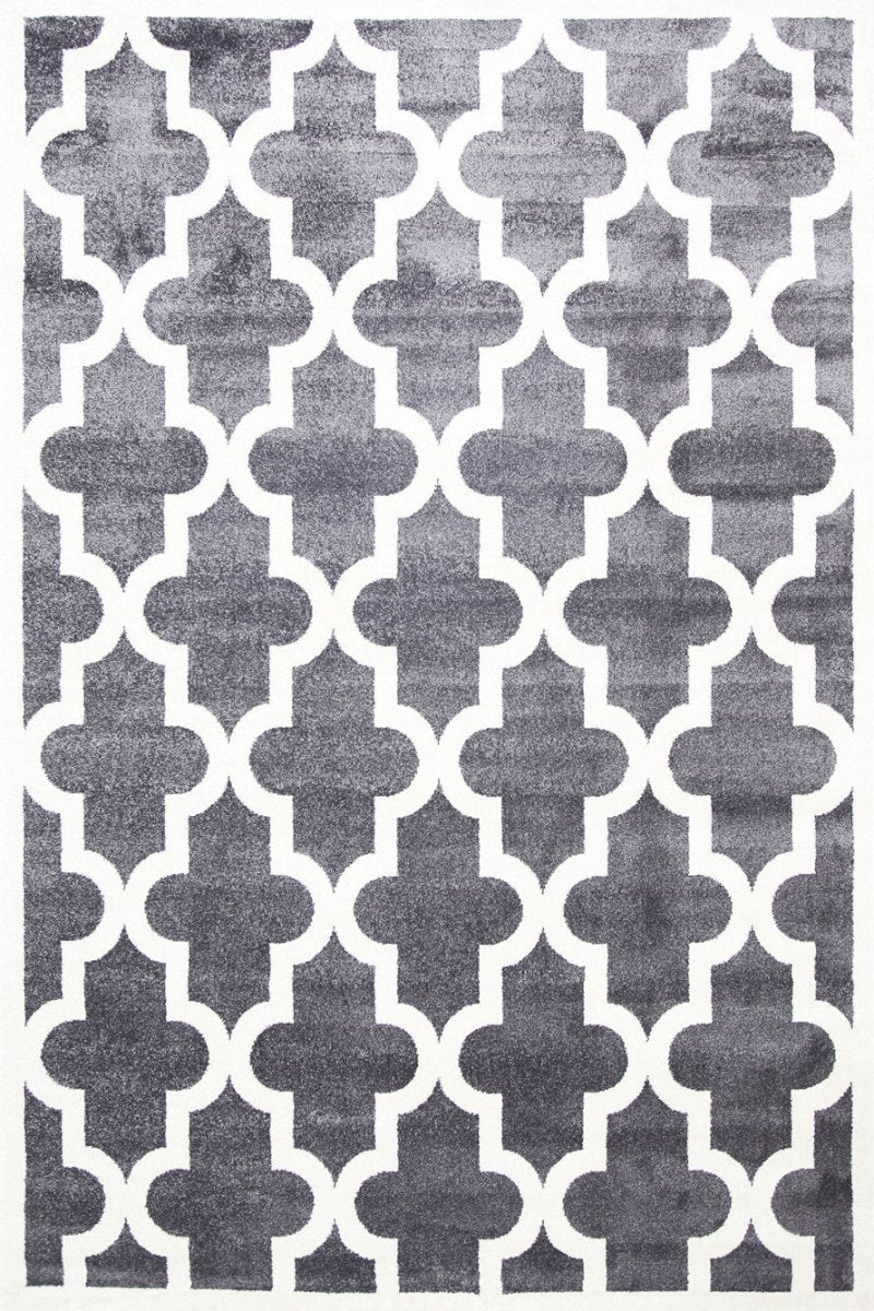 Euphoria Lattice Grey and White Kids Rug - Ruggy