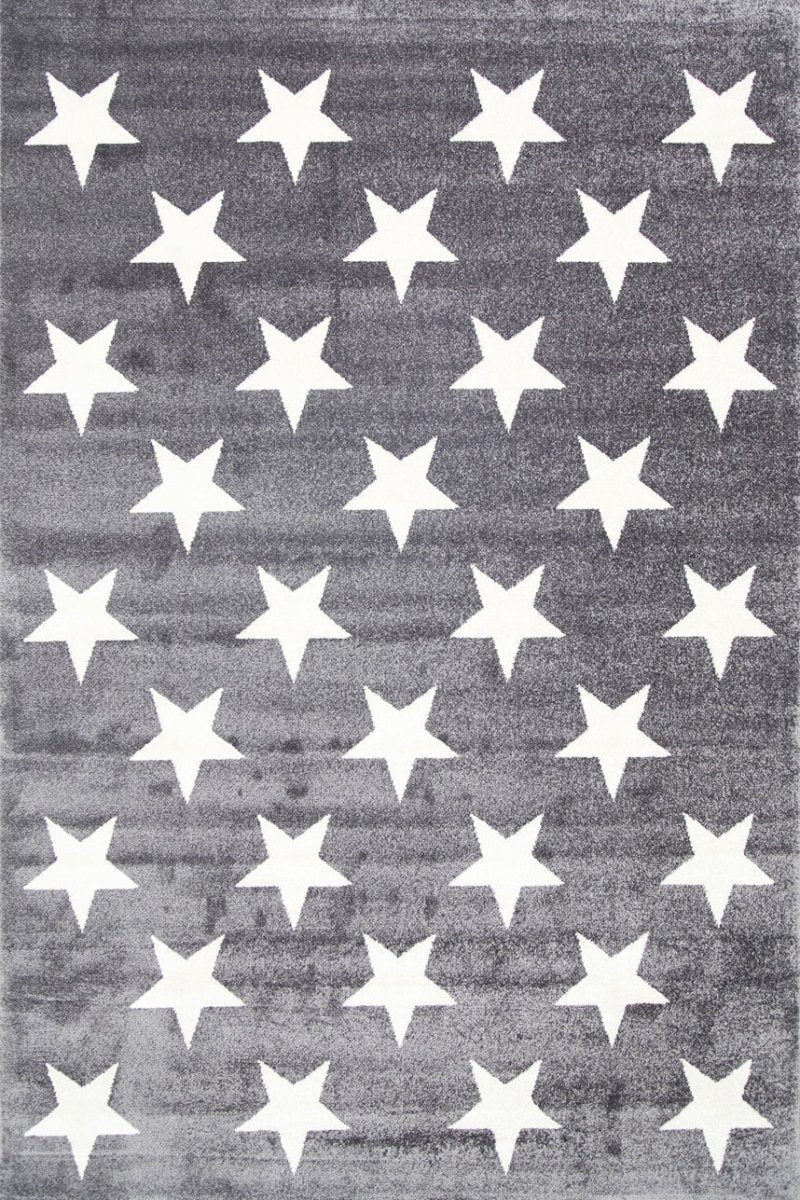 Euphoria Stars Charcoal and White Kids Rug - Ruggy