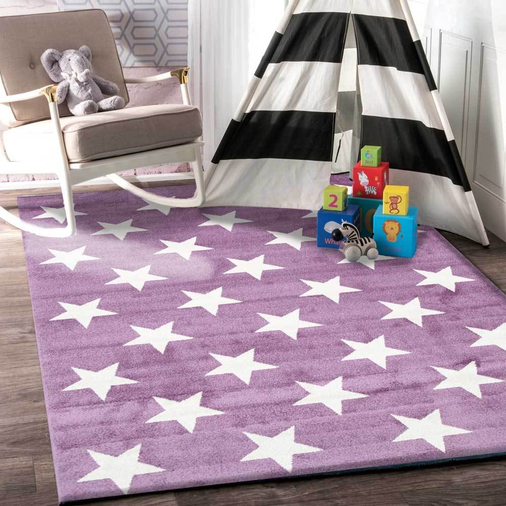 Euphoria Stars Pink and White Kids Rug - Ruggy