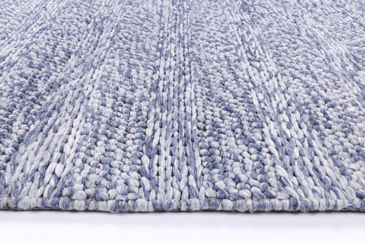 Grace Ringlets Blue Wool Blend Rug - Ruggy