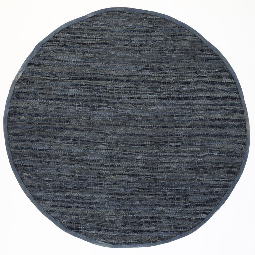 Gypsy Grey Leather Chindi Round Rug - Ruggy