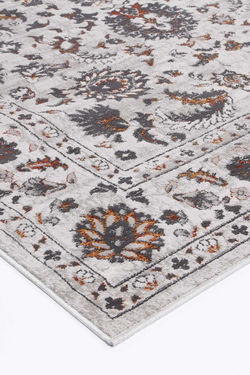 Icon Dark Grey Floral Rug - Ruggy