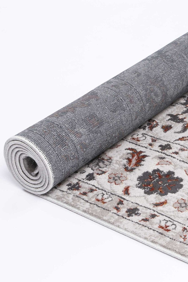 Icon Dark Grey Floral Rug - Ruggy