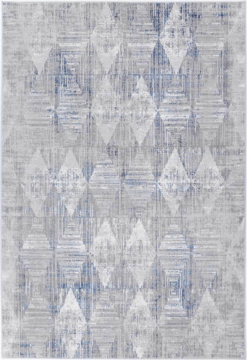 Icon Grey Blue Diamond Rug - Ruggy