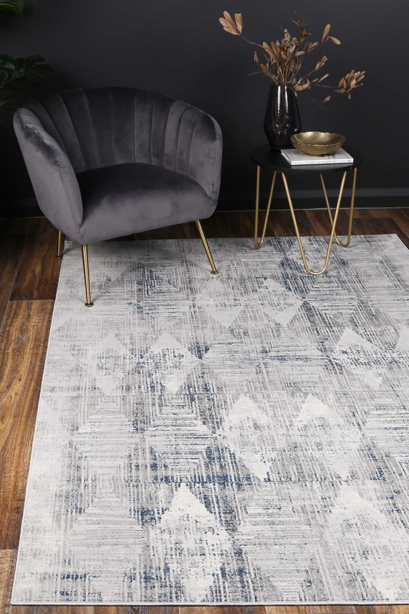 Icon Grey Blue Diamond Rug - Ruggy