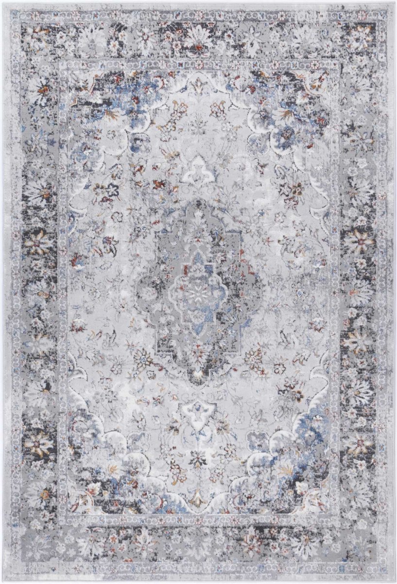 Icon Grey Multi Floral Traditional Rug - Ruggy