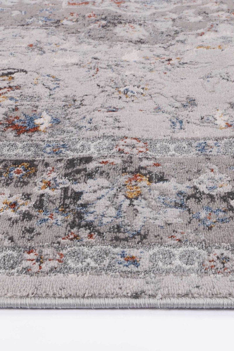 Icon Grey Multi Floral Traditional Rug - Ruggy