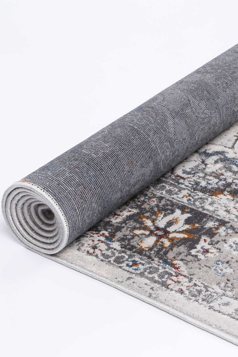 Icon Grey Multi Floral Traditional Rug - Ruggy