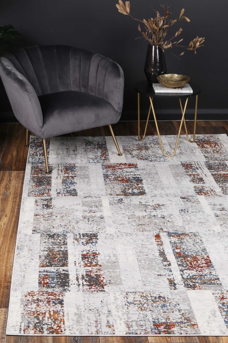 Icon Grey Rust Abstract Rug - Ruggy