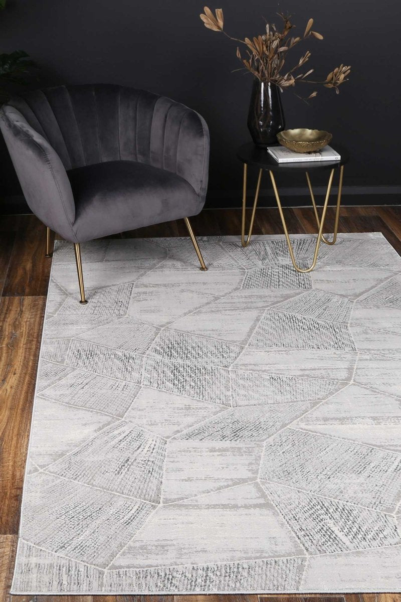 Icon Grey Tiled Geometric Rug - Ruggy