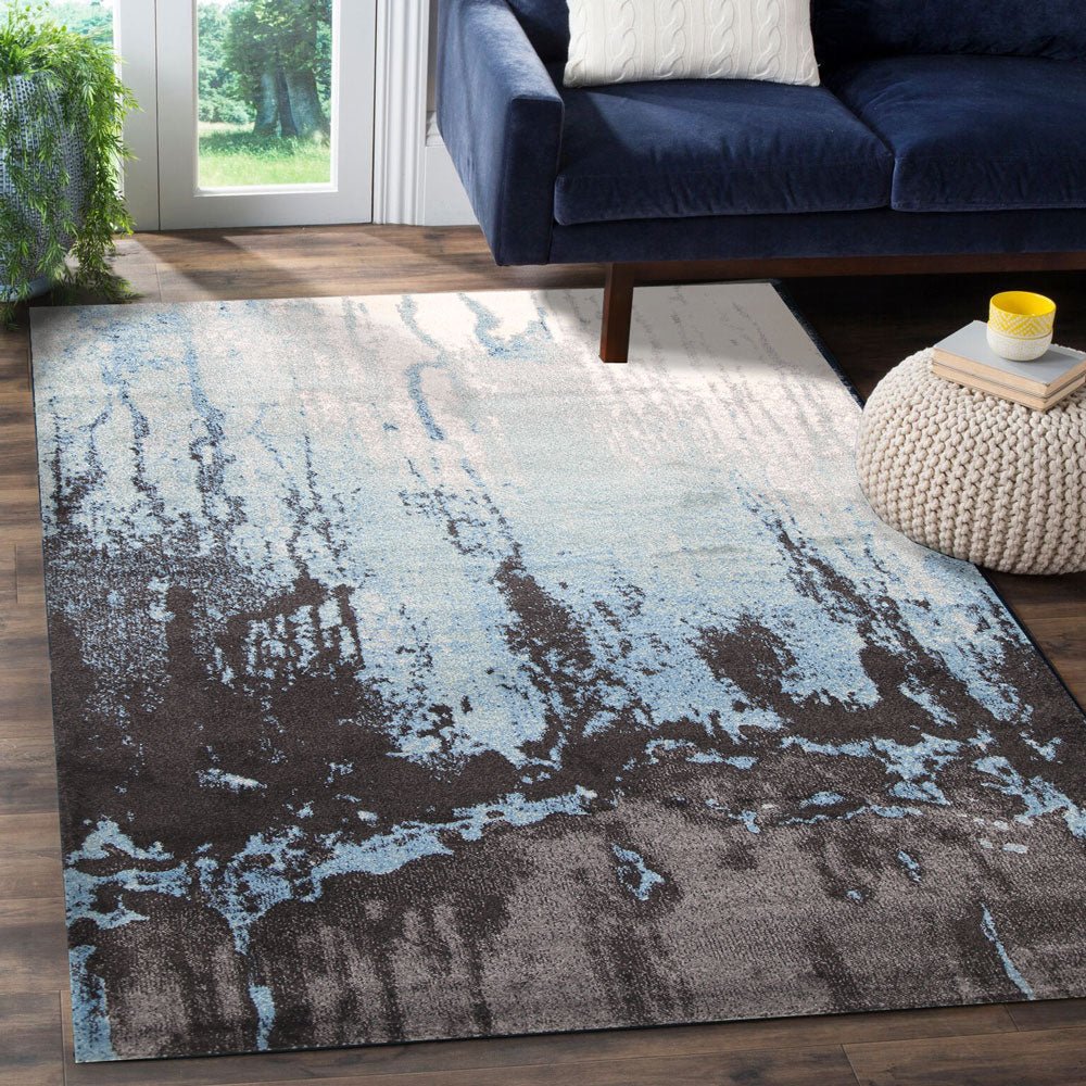 Iris Blue Abstract Rug - Ruggy