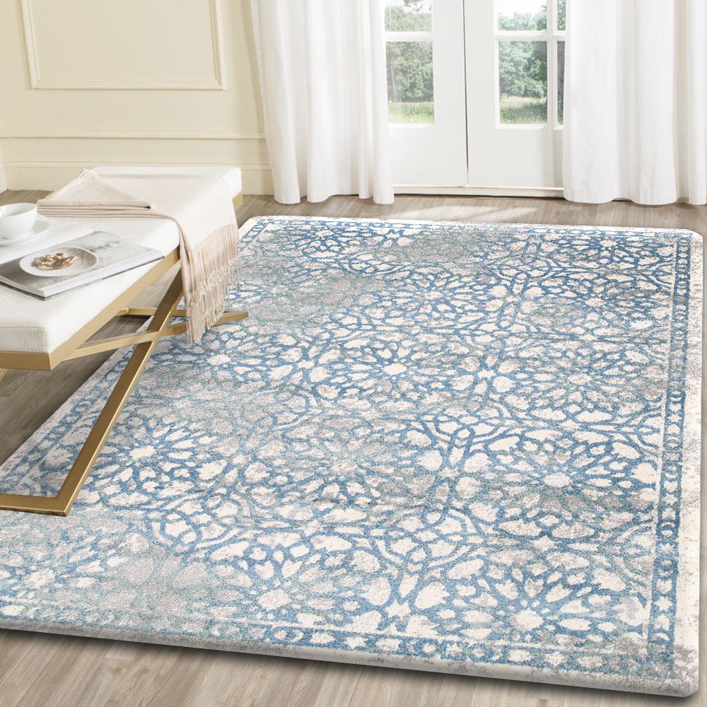 Iris Blue Demask Rug - Ruggy