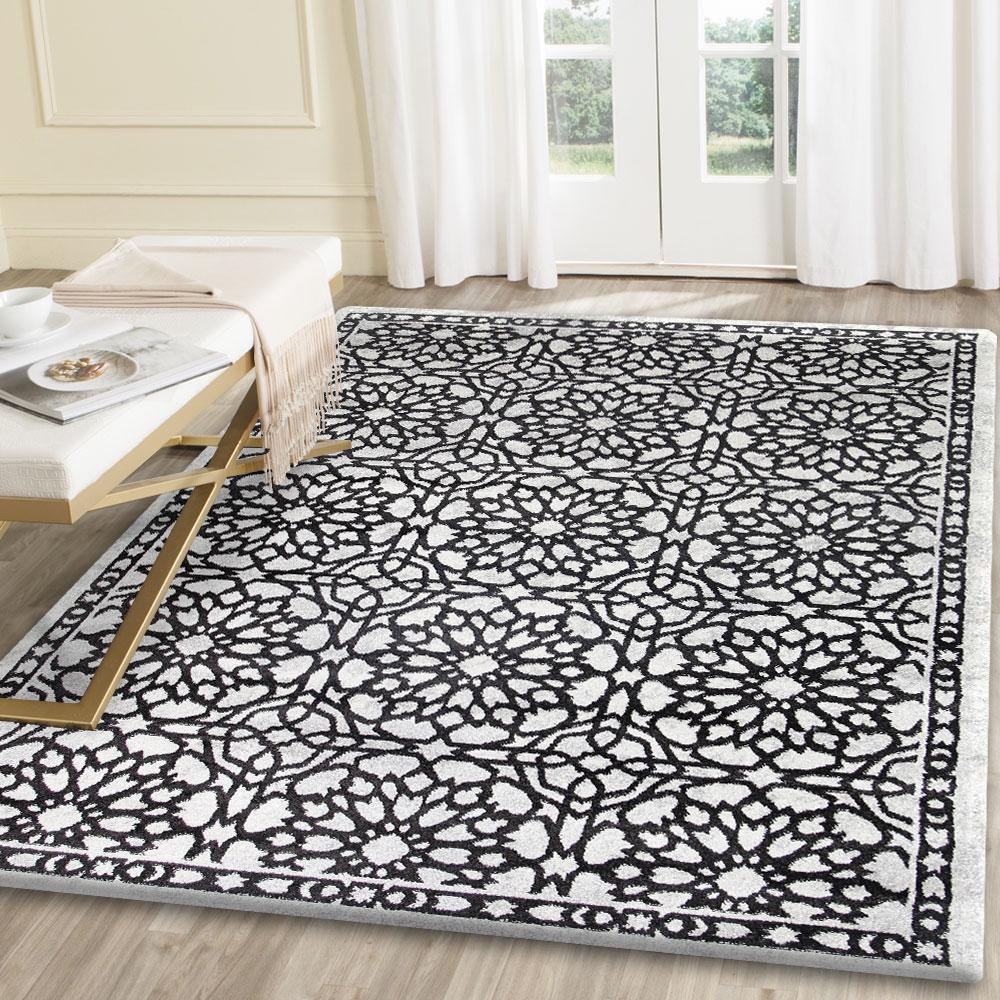 Iris Dark Grey Demask Rug - Ruggy