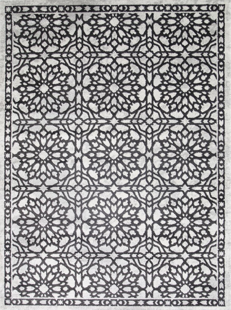 Iris Dark Grey Demask Rug - Ruggy