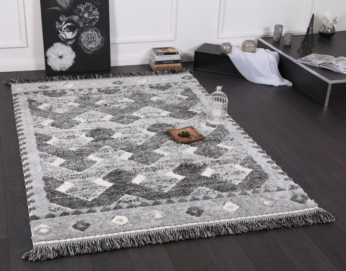 Lace Carved Lines Anthracite Rugs - Ruggy