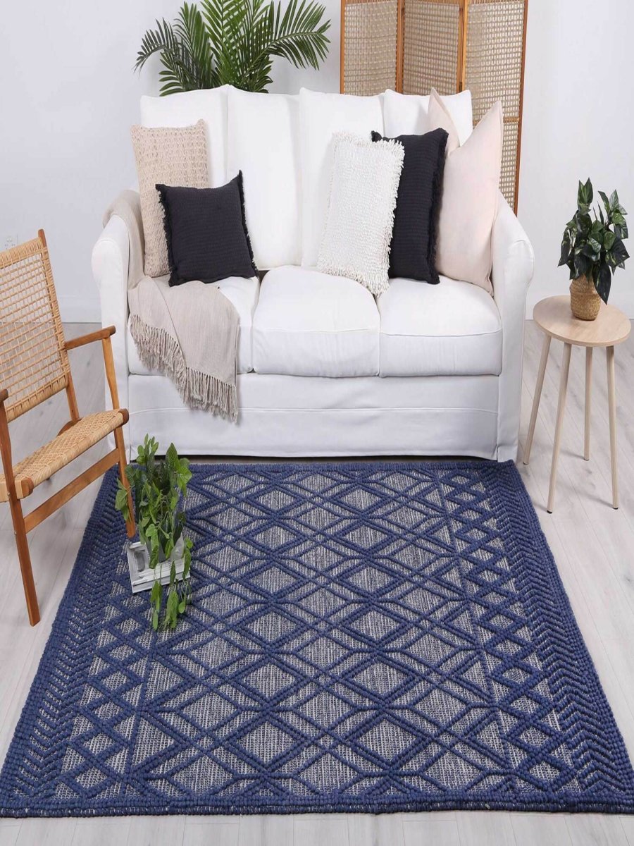 Lavish Tribal Blue Wool Rug - Ruggy