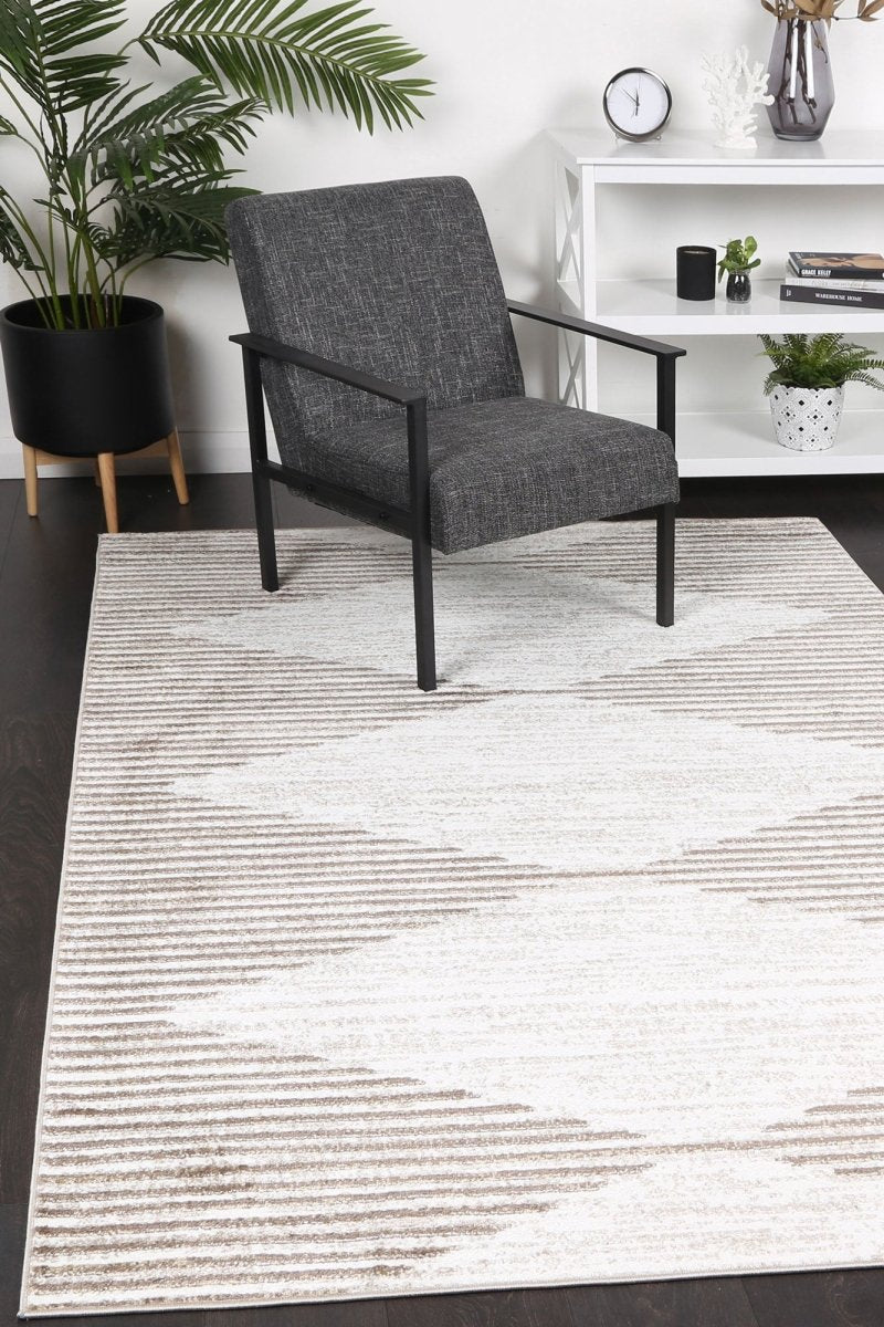 Limerence Abstract Diamond Latte Rug - Ruggy