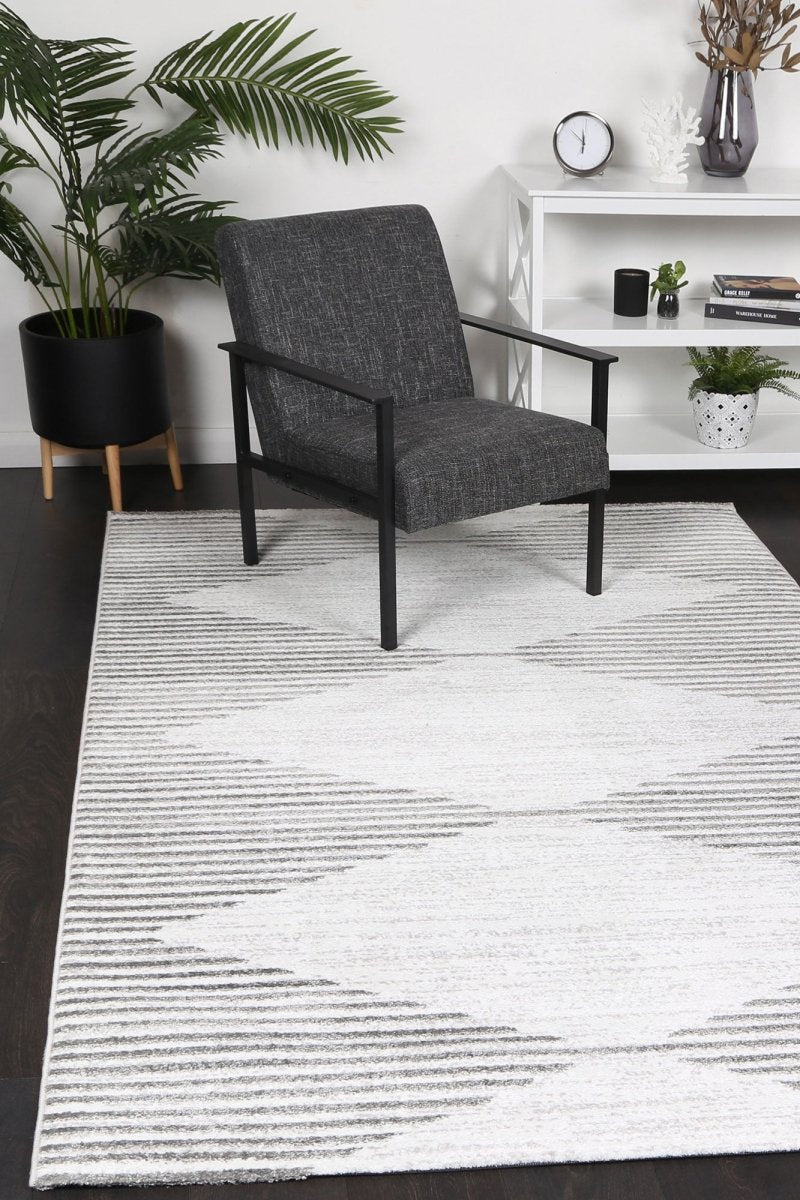 Limerence Abstract Diamond Silver Rug - Ruggy