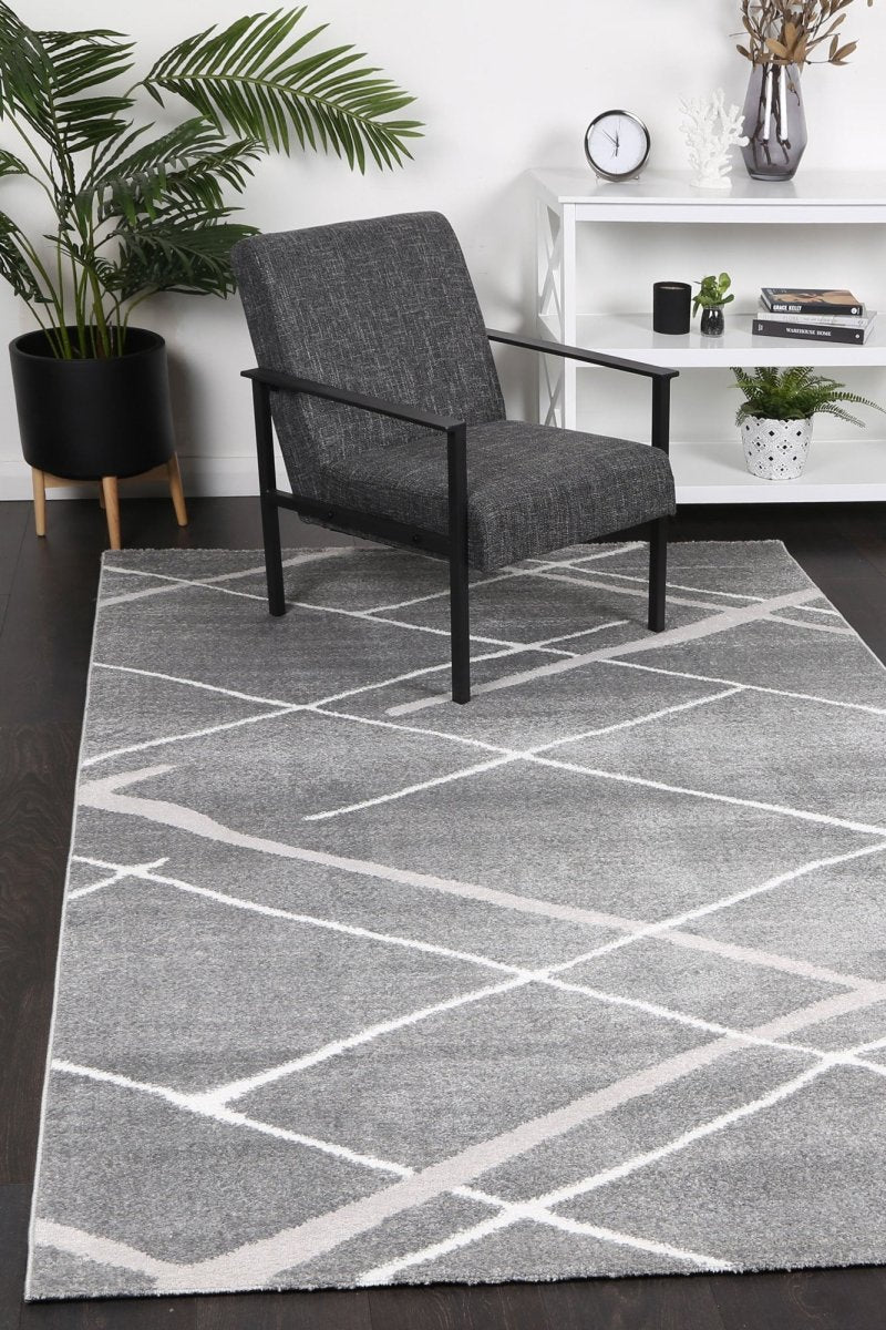 Limerence Abstract Stripe Grey Rug - Ruggy