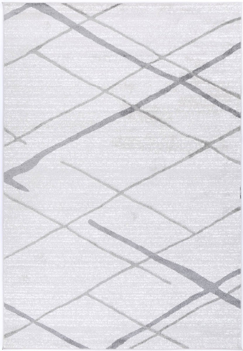 Limerence Abstract Stripe Silver Rug - Ruggy