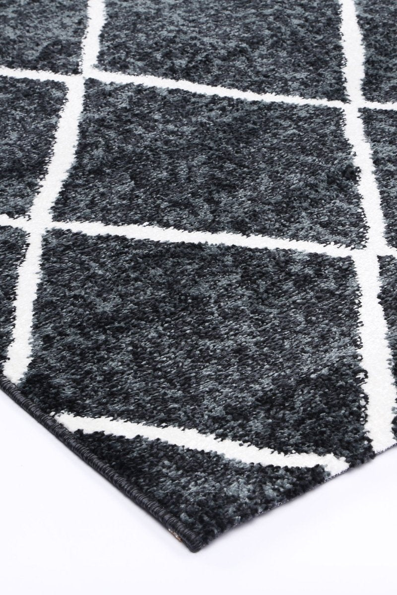 Limerence Diamond Charcoal Rug - Ruggy