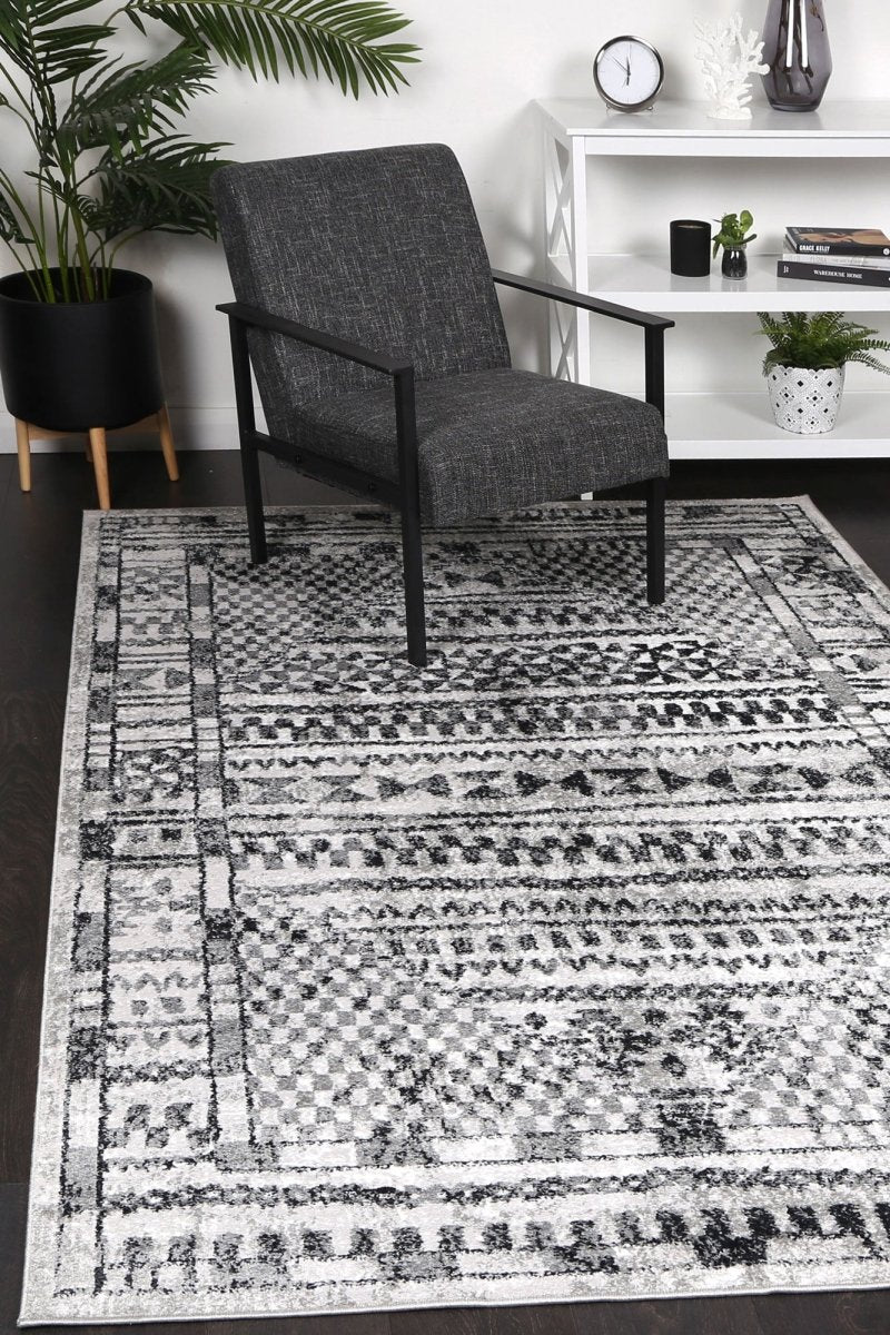 Limerence Tribal Charcoal Rug - Ruggy