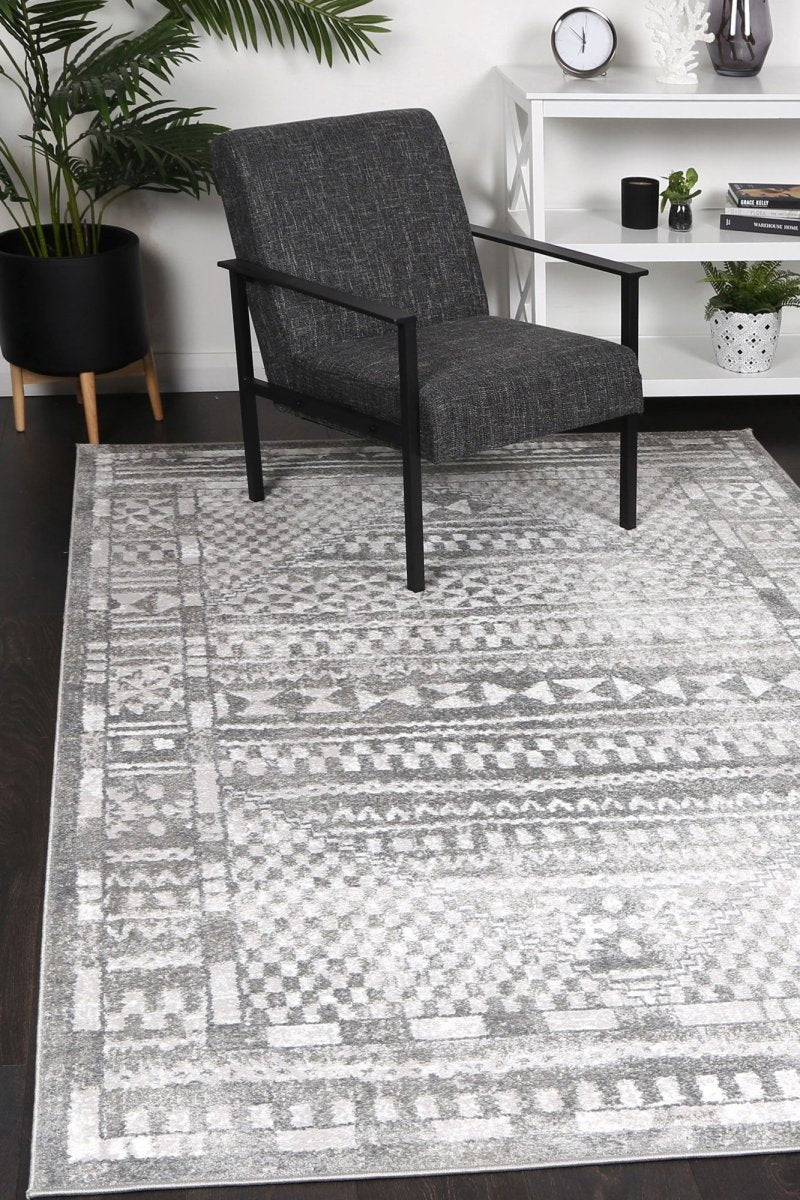 Limerence Tribal Grey Rug - Ruggy