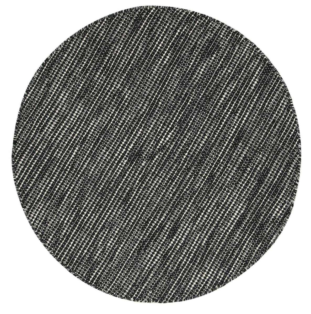 Majesty Black White Reversible Wool Round Rug - Ruggy