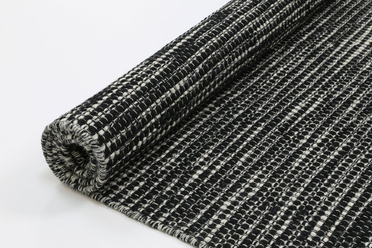 Majesty Black White Reversible Wool Rug - Ruggy