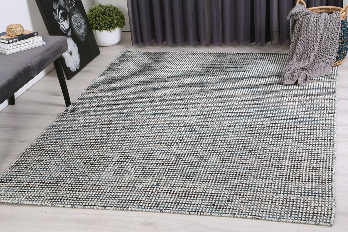 Majesty Teal Blue Reversible Wool Rug - Ruggy