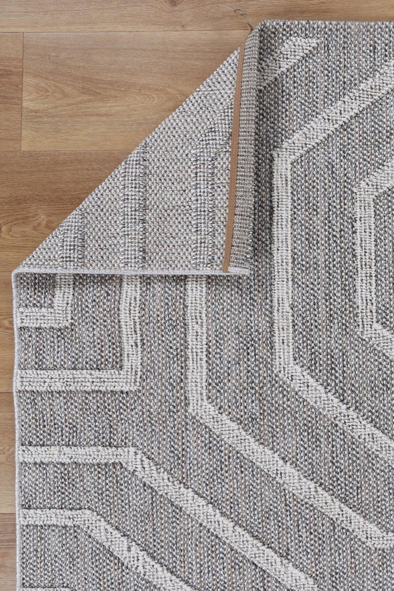 Marique Devesi Grey Geometric Flatweave Rug - Ruggy