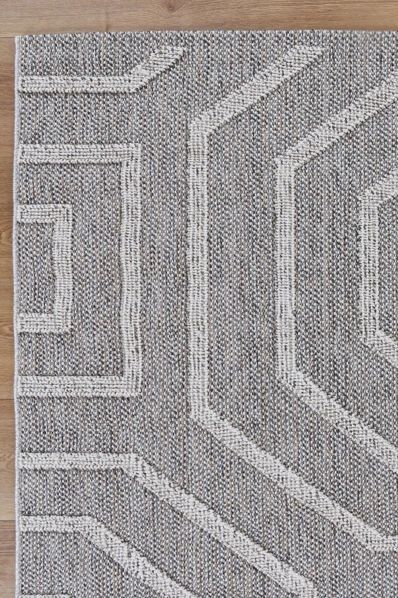 Marique Devesi Grey Geometric Flatweave Rug - Ruggy