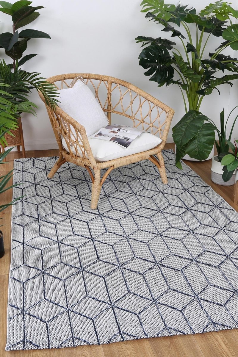 Marique Greenslade Charcoal Geometric Flatweave Rug - Ruggy