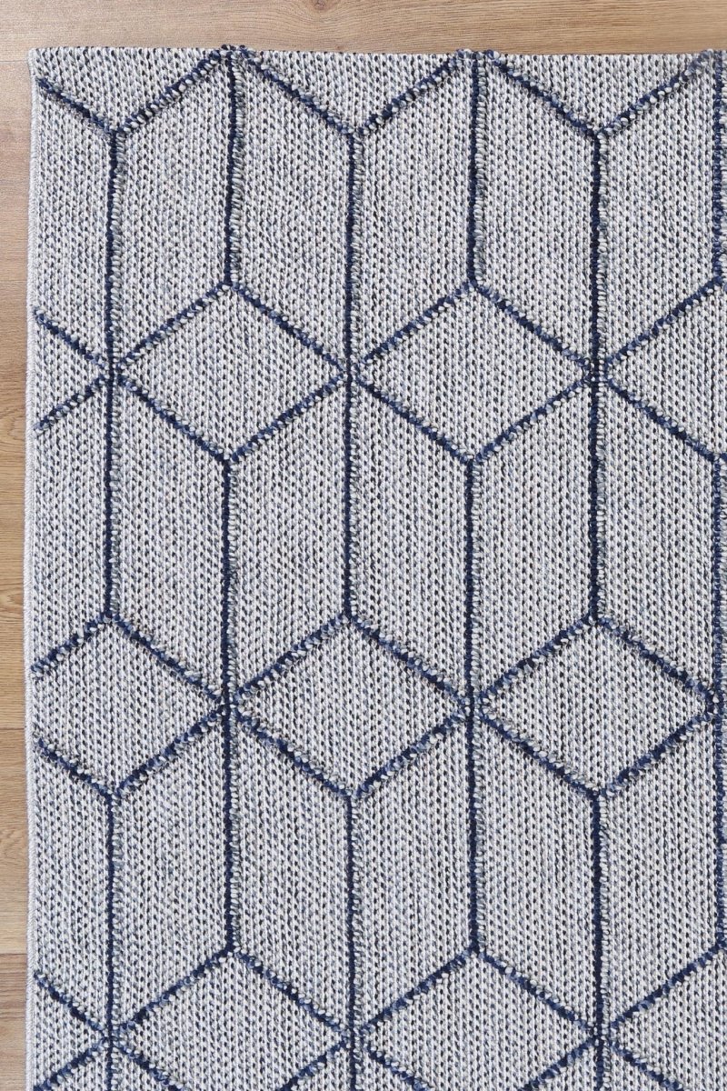 Marique Greenslade Charcoal Geometric Flatweave Rug - Ruggy