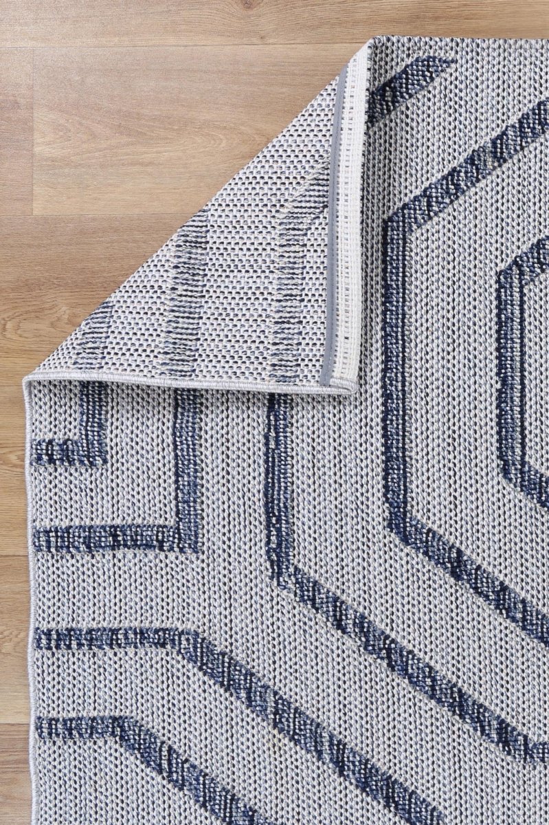 Marique Hale Charcoal Geometric Flatweave Rug - Ruggy